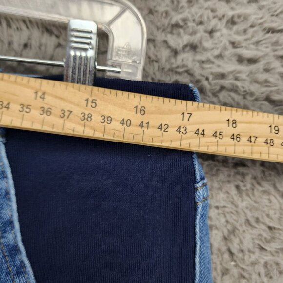 Maternity Jeans Womens Large Medium Wash Stretch High Rise Crop - Picture 4 of 13